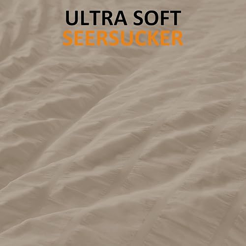 Miniatura 45 de Cozyide Juego de funda de edredón de sirsaca suave y transpirable de 3 piezas, con cierre de cremallera y lazos en las esquinas