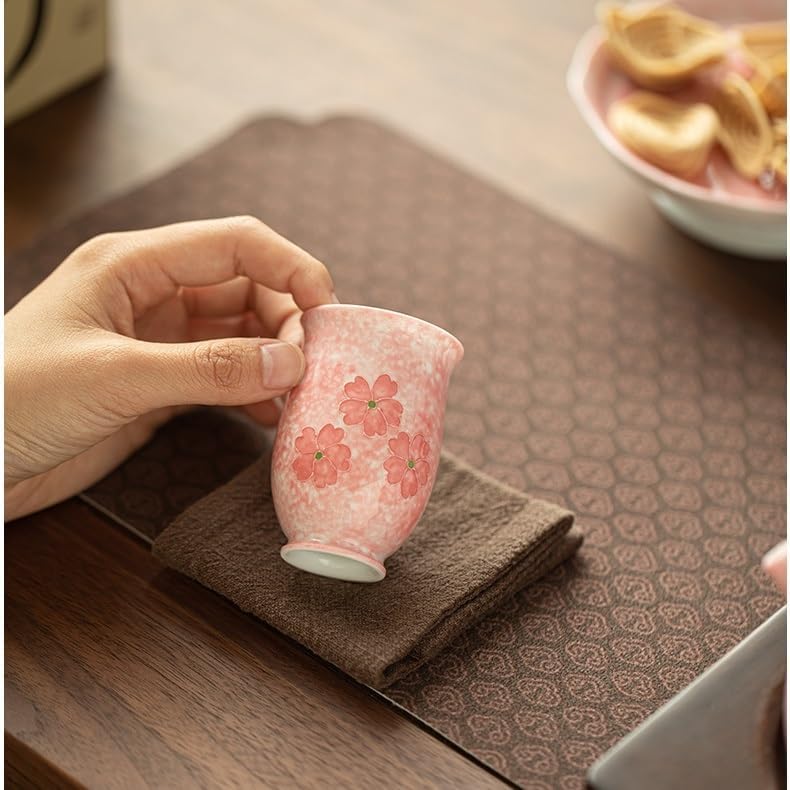 Tea Cup Pure Hand-Painted Japanese-Style Embossed Cherry Blossom Teacup Ceramic Set Scented Host Soaking Container