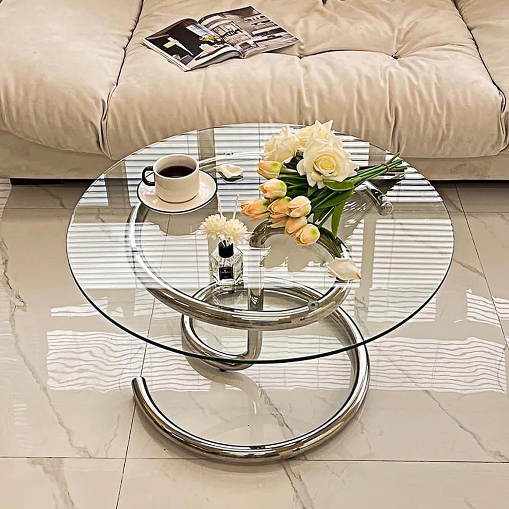 Glass Table Top, Round Transparent Table Surface, 1/3" Thick Glass Tabletop Protector for Patio Dining Coffee Desks Kitchen(58cm(22.83in))