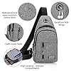 FuninCrea Mens Sling Bag, Oxford Chest Bag Shoulder Bag with Adjustable Shoulder Strap, Zipped Man Bag Cross Body Bag with Headphone Hole for Travelling, Hiking, Sports (Black Double Layer) #2