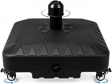 Umbrella Base with Wheels, Heavy Duty Patio Rolling Umbrella Base, Umbrella Stand Outdoor Base, Fillable Umbrella Base Holder for Backyard Party Event, Patio,Poolside, Deck,Garden Black