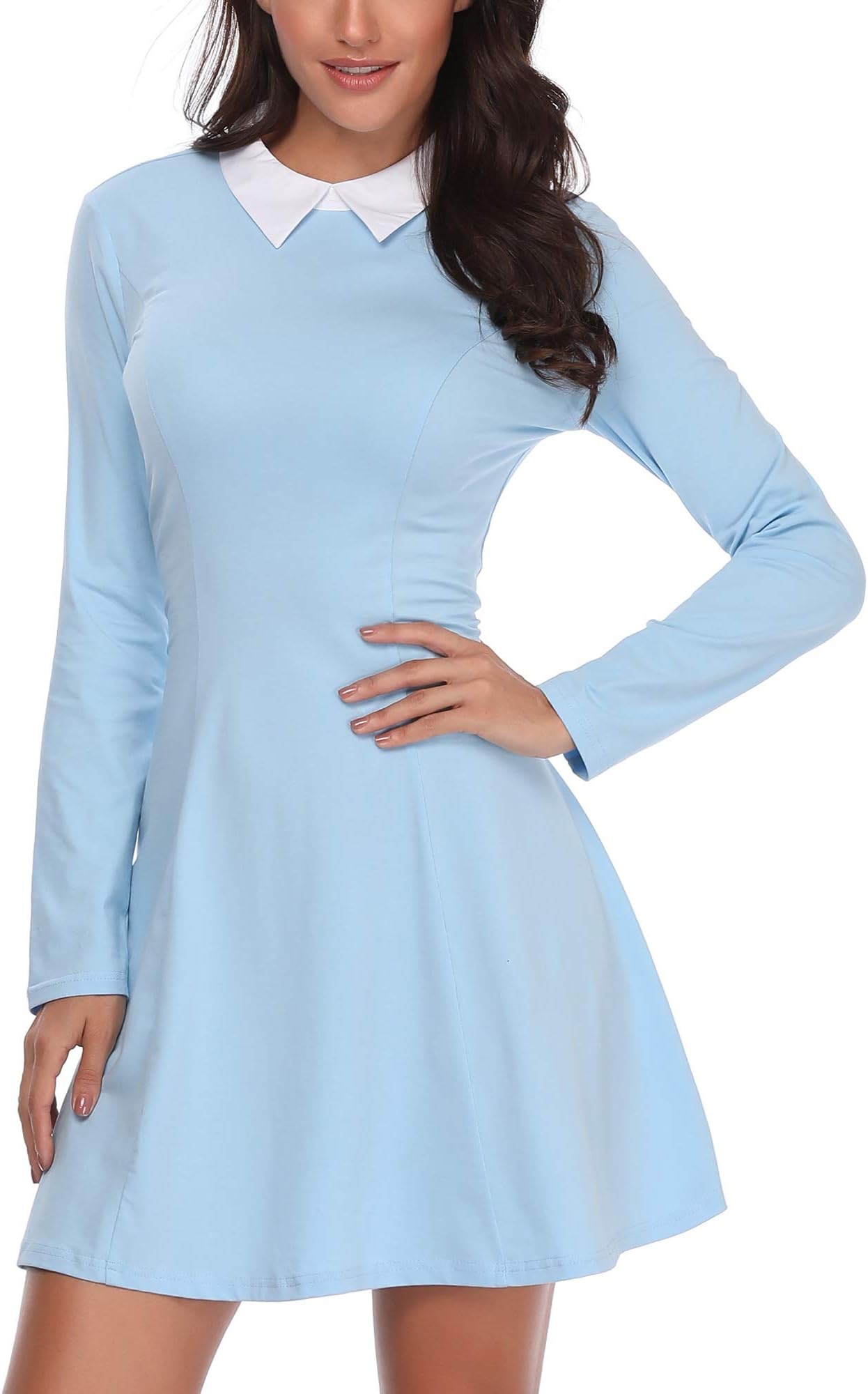 FENSACE The Shining Twins Women Wendy Costume Fit and Flare Wednesday Addams Grady Twins Scary Dress(Sky Blue,XX-Large)