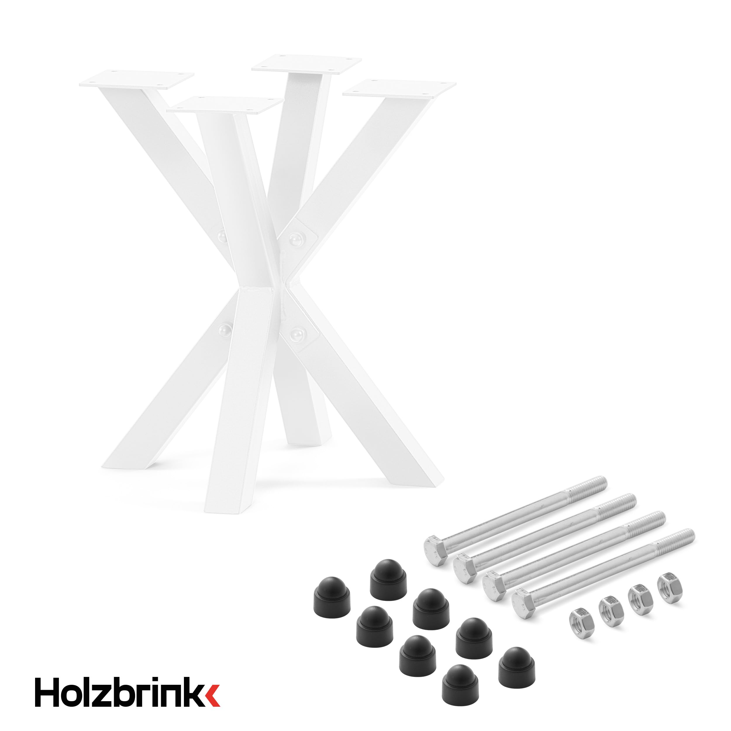 HOLZBRINK Base de Mesa Spider | Base de Metal Blanco para Centro, Comedor, Escritorio y Conferencias | 1 Pata 40x40 cm | Altura 43 cm