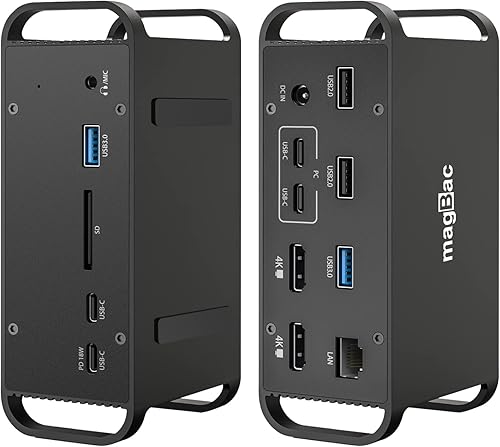 Estación de acoplamiento para MacBook con monitor dual 14 en 2 USB C con adaptador de corriente de CA de 100 W, HDMI dual 4K a 60Hz, 4 USB A, 4 USB