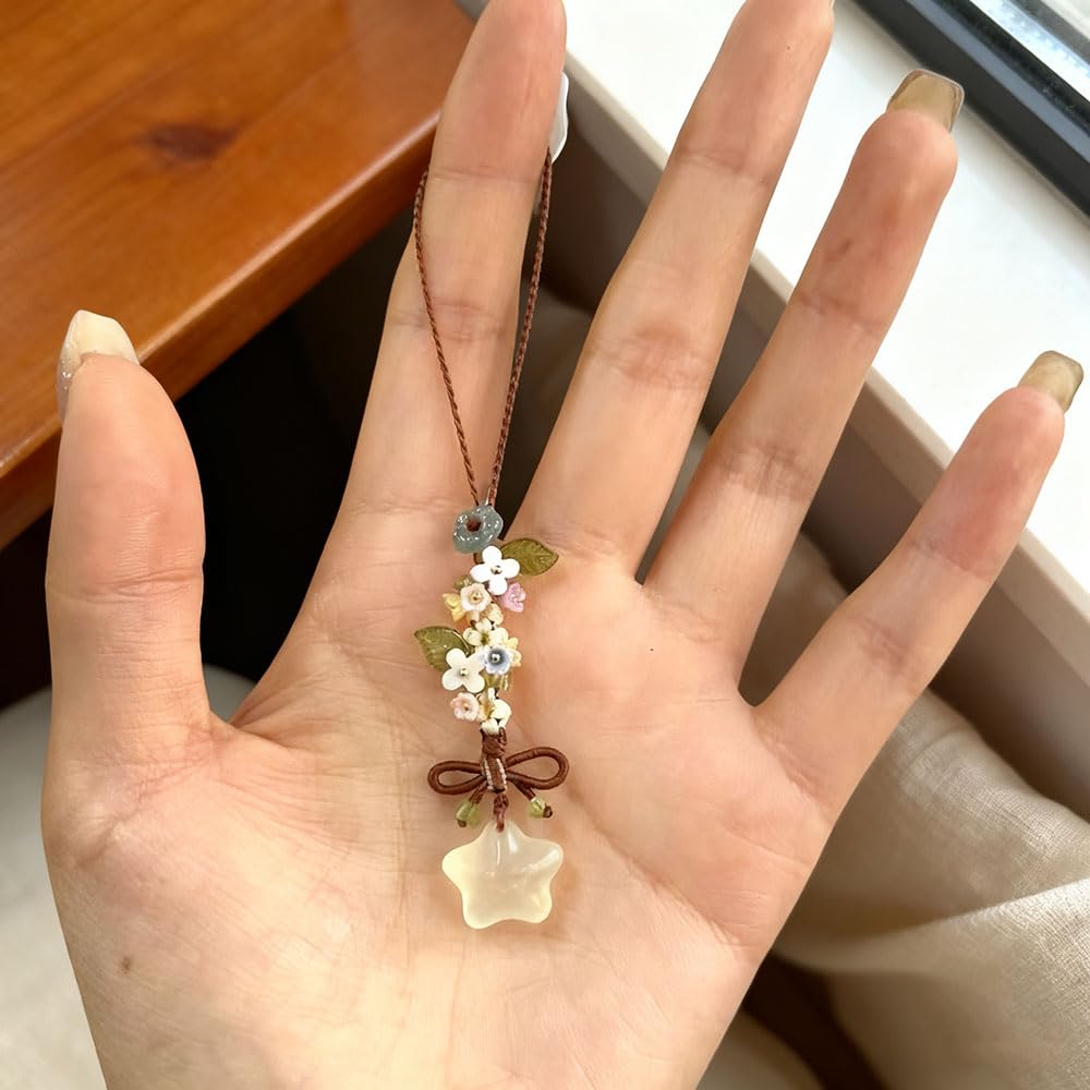 Ice-transparent Star Phone Charm Cute Bow Leaf Flower Phone Charms Strap Aesthetic Cellphone Keychain Camera Charm Strap Bag Hanging Pendant Decorations Handbag Charms Accessories Womens Keychain — view 3