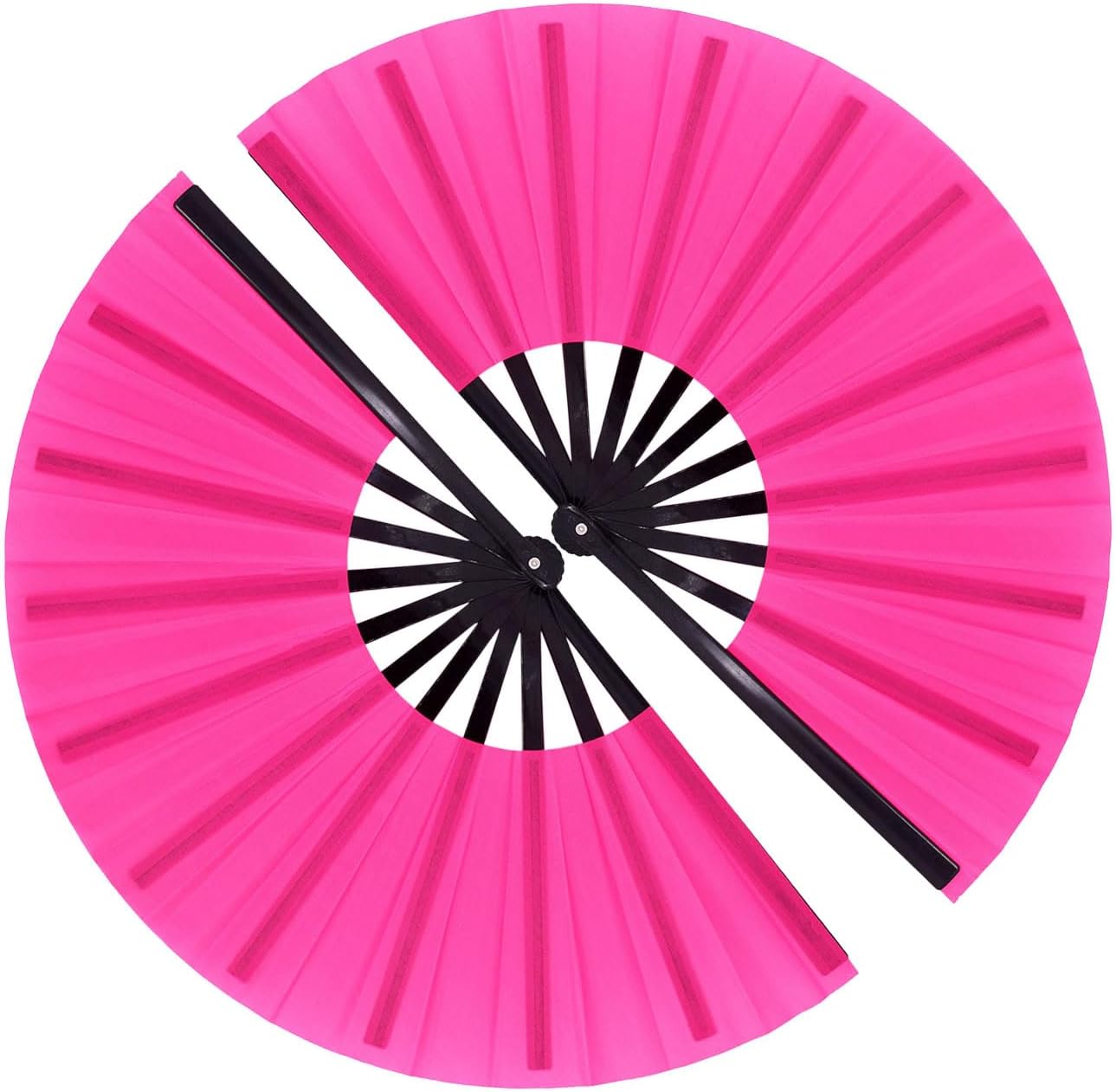 Amajiji Rave Fan, Large Clack Folding Hand Fan Line Dance Popping Fan, Big Handheld Clap Fans for Line Dancing EDM, Music Festival, Club, Event, Party, Performance 2 Pcs (Pink)