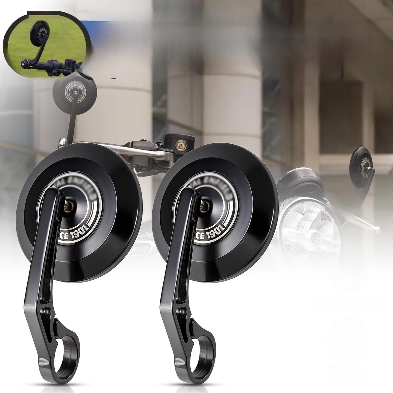 New Bar End Mirror Pair, Round Convex, for Bullet 350/New Classic 350, 650/Hunter 350/Meteor 350/Super Meteor 650/Interceptor 650/GT 65P0/Himalayan 450/Scram 411/Guerrilla 650-image-13