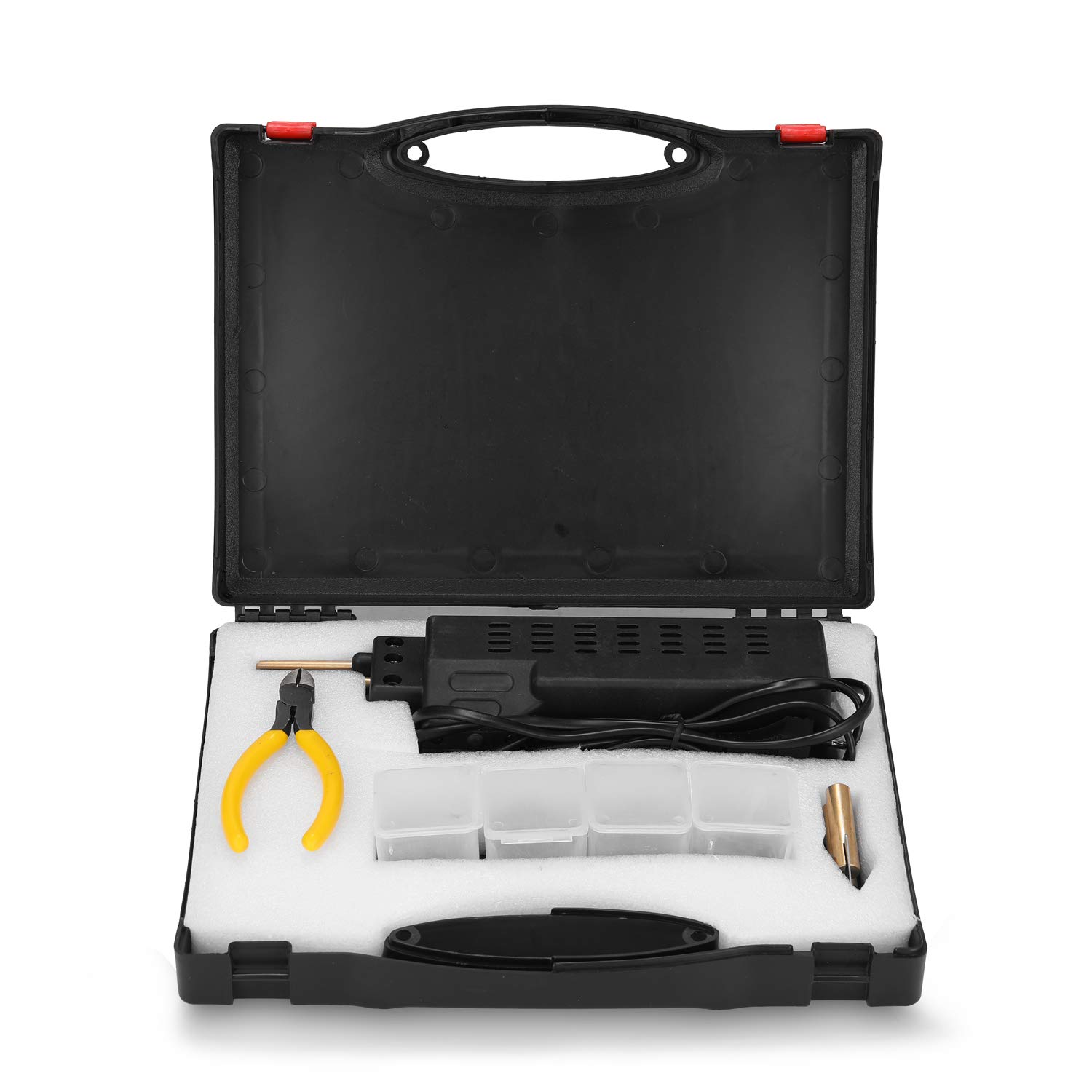 Geevorks Soldador de Plastico de 50W 6 en 1 Máquinas de Grapadora Caliente con 1 * Alicates,1 * Cortador Diagonal y 200 * Grapas para Reparar Parachoques Agrietados,etc