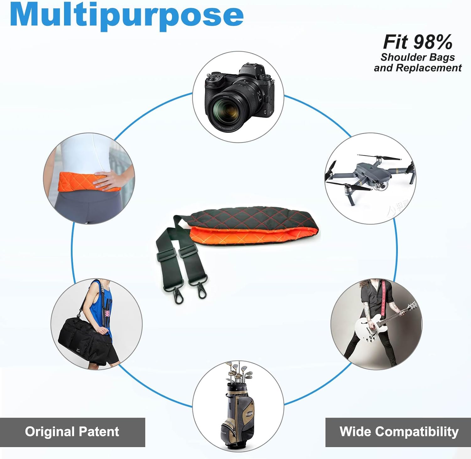 Ultra Comfortable Camera Strap with Pockets and Thick Padded for Photographers, Adjustable Universal Cam Neck Belt
