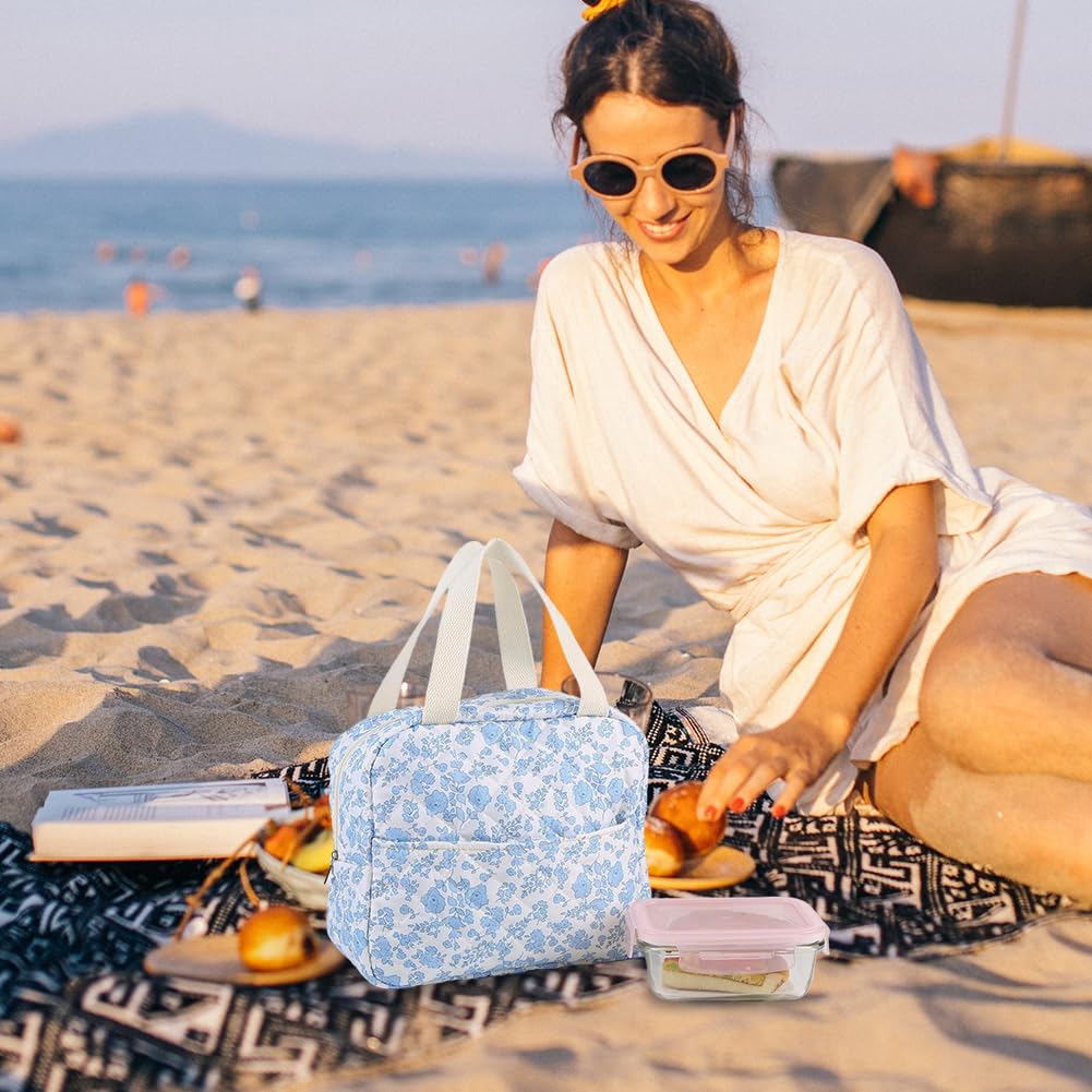 GSenhui Insulated Lunch Bag for Women Quilted Floral Lunch Box Girls Cute Lunch Cooler Bag Preppy Lunch Box Pack Lunch Bag for School Work - Image 2