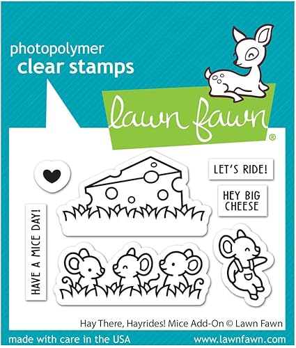 Lawn Fawn LF3215 Hay There, Hayrides! Ratones Add-On 2X3 Juego de sellos transparentes