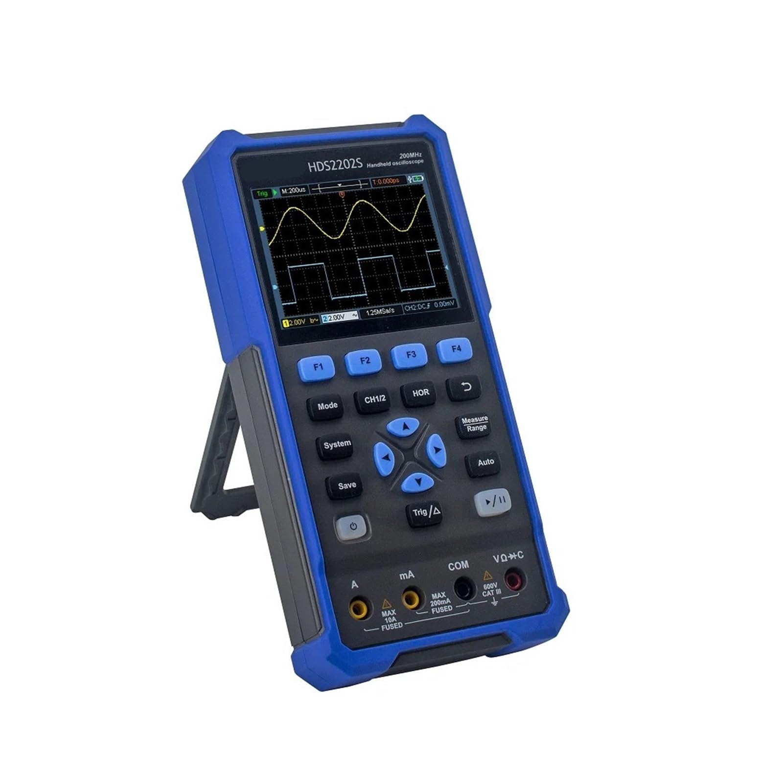 HDS2202S 2102S Osciloscopio Digital 2 Canales 200Mhz 1GSa/s Portátil | Osiclloscopios USB 3 en 1 + Multímetro + Generador de formas de onda(HDS242,EU)