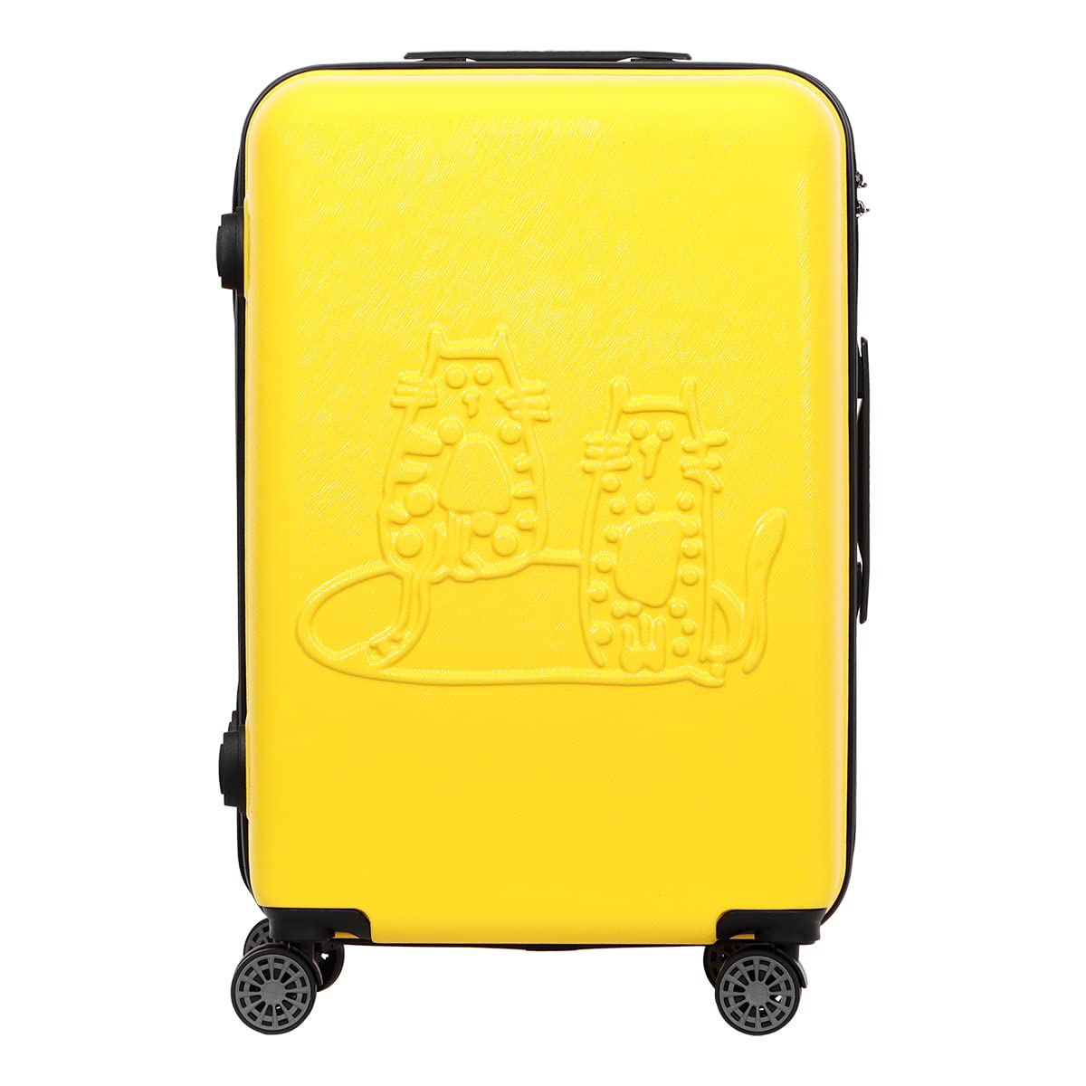 BiggDesignCats Suitcase Luggage, Hardshell Luggage with Spinner Wheel, Travel Suitcase, Lock System, Lightweight, Yellow, Large, 28 in
