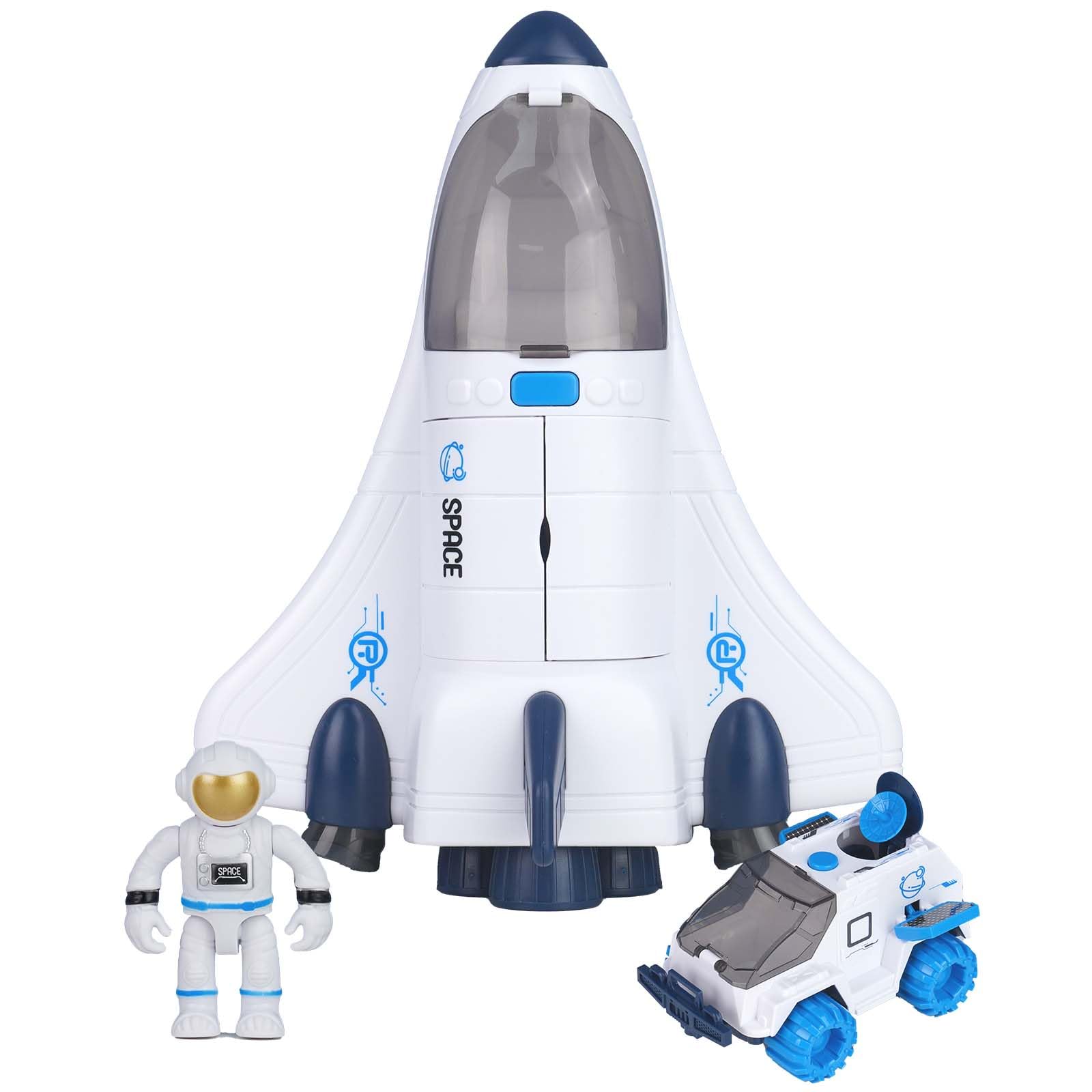 YULEYU Spaceship Toy for Kids, Space Toy with Space Rover, Space Shuttle with Sound, Astronauts Figure, Openable Cockpit, Gifts for Kids with Space Function