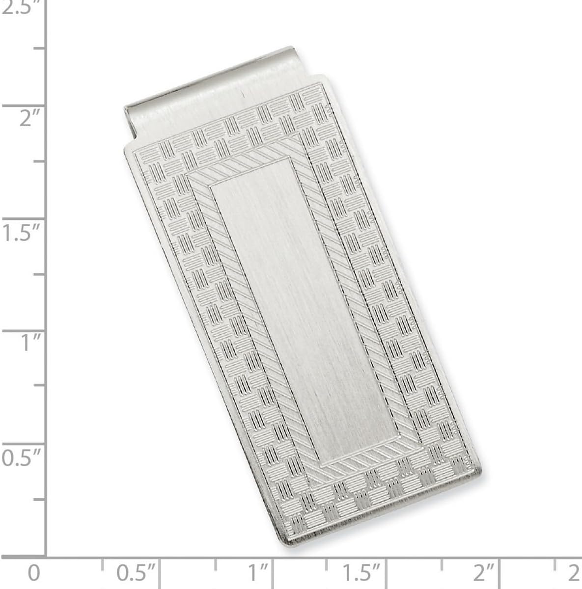 JewelryWeb Solid Polished Patterned Engravable (front only) Silver Plated and Rhodium Checkerboard Hinged Money Clip 50x23mm Wide Money Clip for Men