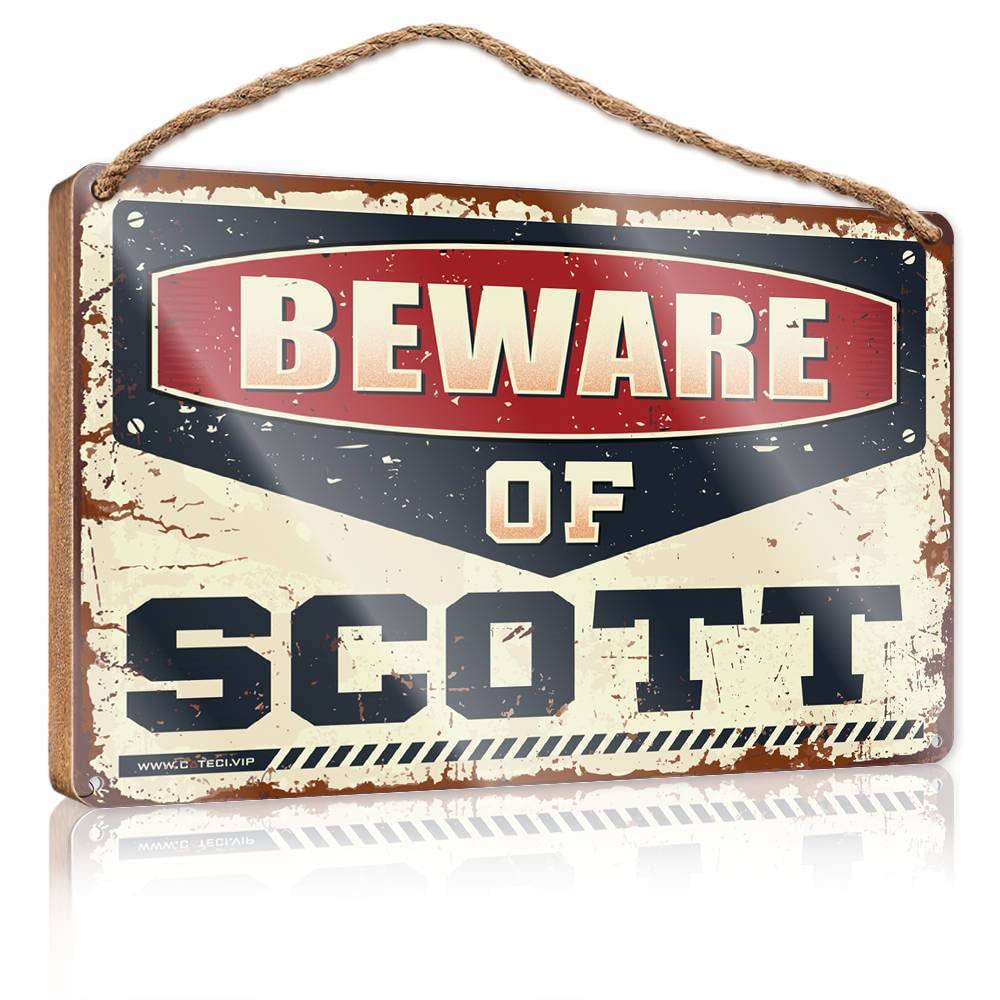 FZFN Spring Porch Sign Beware Of Scott Wooden Sign Restroom Decor Welcome Sign For Front Porch Standi(15X28CM)