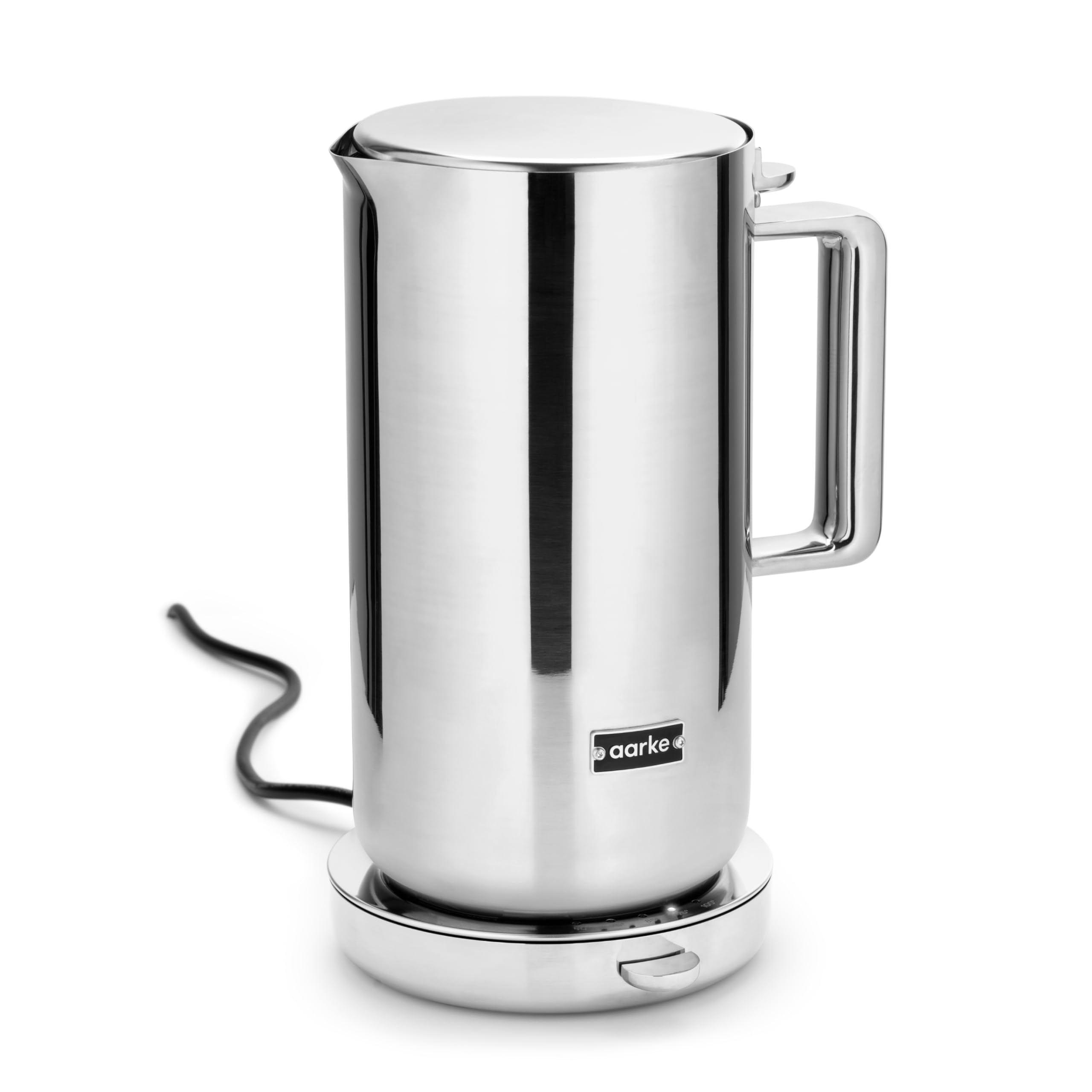 Aarke Hervidor de acero inoxidable con varios ajustes de temperatura, base giratoria de 360°, ebullición silenciosa y boquilla antigoteo, capacidad de 1,2 litros