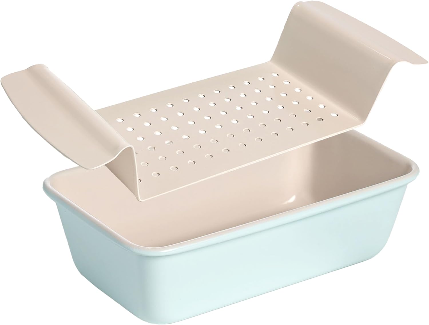 Smart Solutions Bakeware, 9-Inch x 5-Inch Loaf Pan with Easy Lift Insert, Durable Steel for Even Baking, Premium Nonstick Coating, Perforated Insert for Easy Lifting, Dishwasher Safe, Aqua