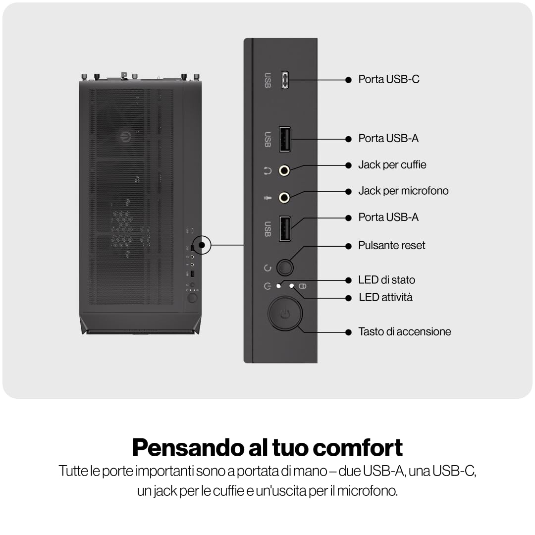 ENDORFY Arx 700 ARGB, case ATX spazioso, 4x ventole ARGB da 140 mm incluse, elevata compatibilità con molti componenti | EY2A013