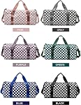 Checkered Sports Duffel Bags for Women/Men, Gym Bag with Shoes Compartment & Wet Pocket, Dance Bag for Girls,Traveling Overnight Bag Weekender Bag (Black)
