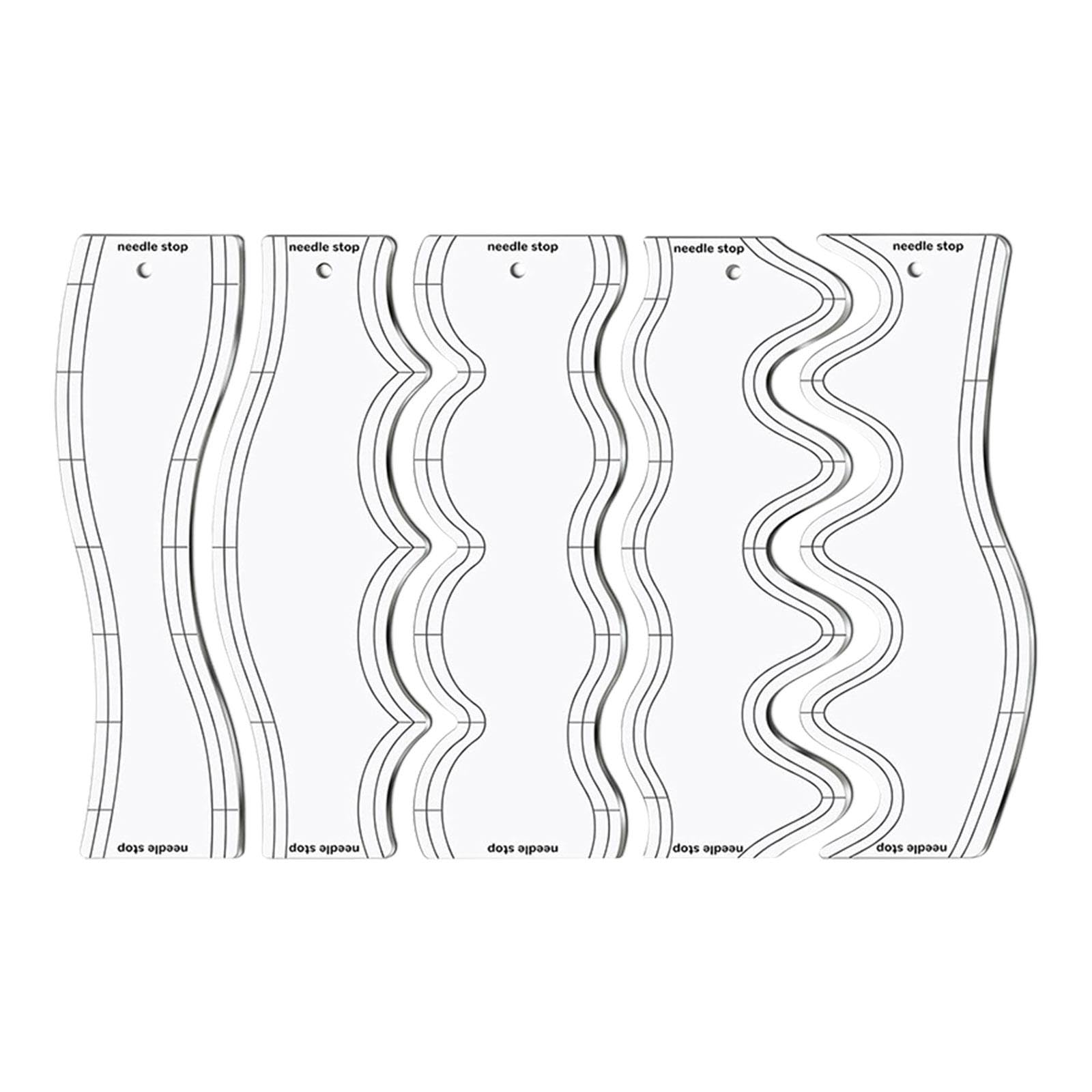 Oshhni 5 pezzi righelli per quilting righelli per bordi ondulati strumenti per cucire fai da te patchwork righello stencil per quilting per uso domestico