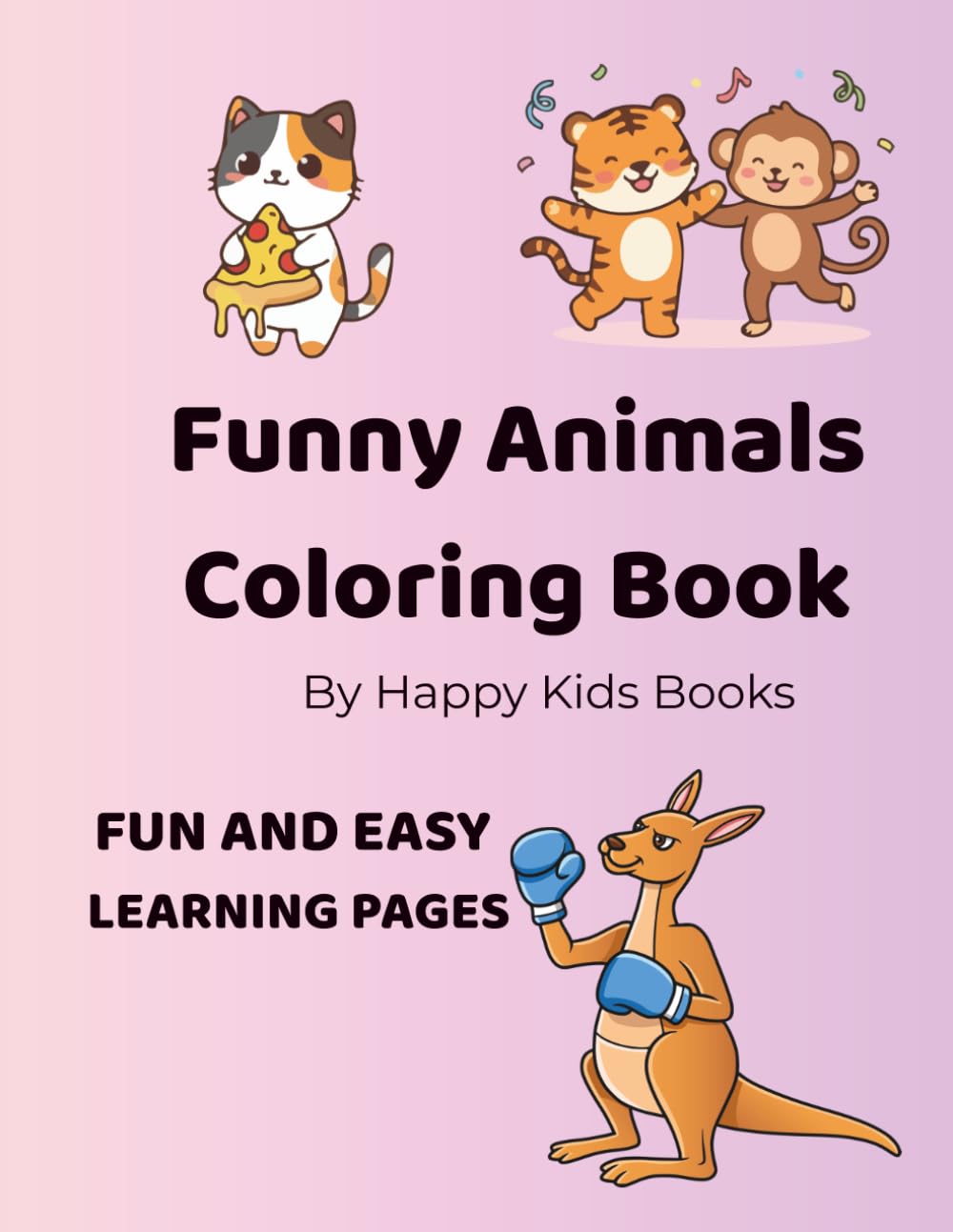 Funny Animals Coloring Book: Fun and easy learning pages