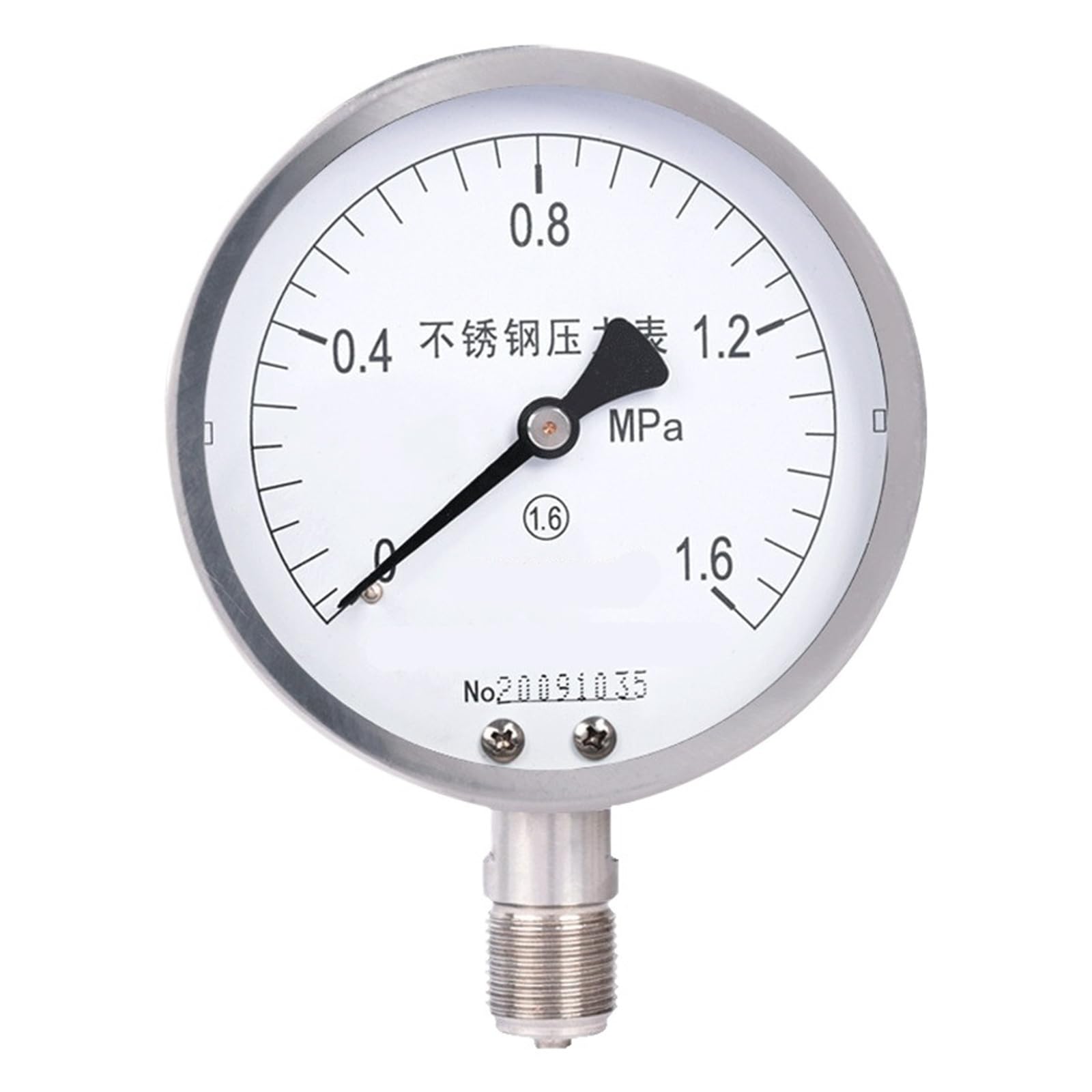 Manómetro de acero inoxidable Y-100BF, manómetro de agua al vacío resistente a altas temperaturas, rosca M20 x 1,5(0-6mpa)