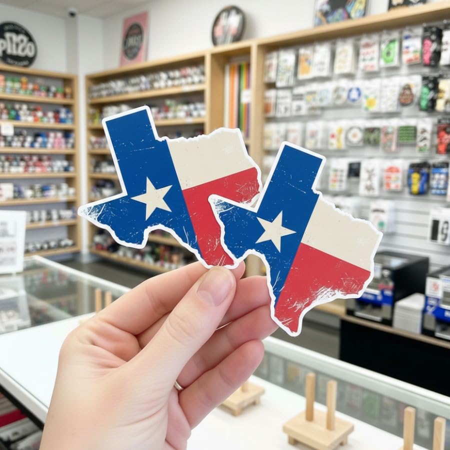 Image of AK- (Pack of 2) Texas Flag Sticker Car Decal Vinyl Sticker | Bumper Sticker for Laptop | Phone | Helmet | Car | Windows Any Smooth Surface: Size: 3 inch