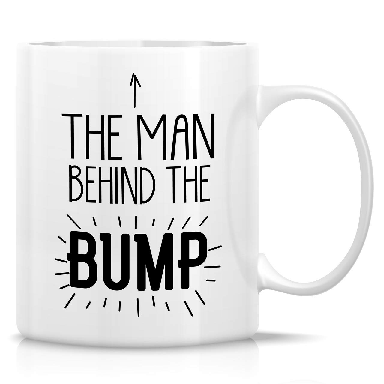 Retreez Funny Mug - The Man Behind The Bump 11 Oz Ceramic Coffee Mugs - Funny, Sarcastic Pregnancy Announcement Reveal birthday gifts for dad to be, new father, husband, boyfriend, friends, coworkers