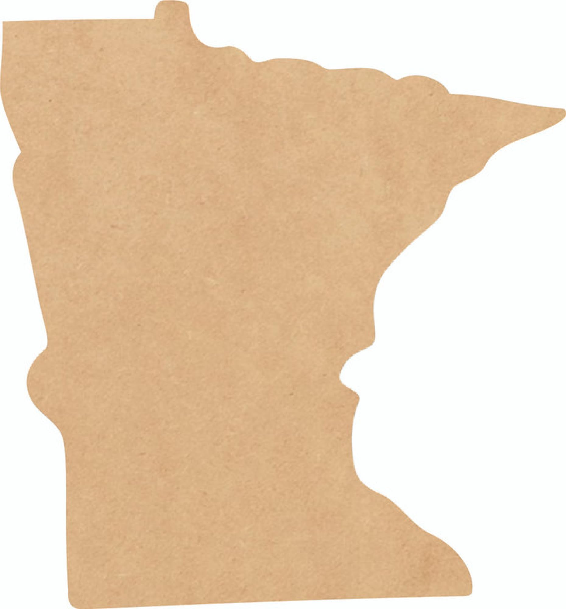 Wood Minnesota State 8'' Craft Shape, Unfinished Wooden Map State MDF Cutout, DIY