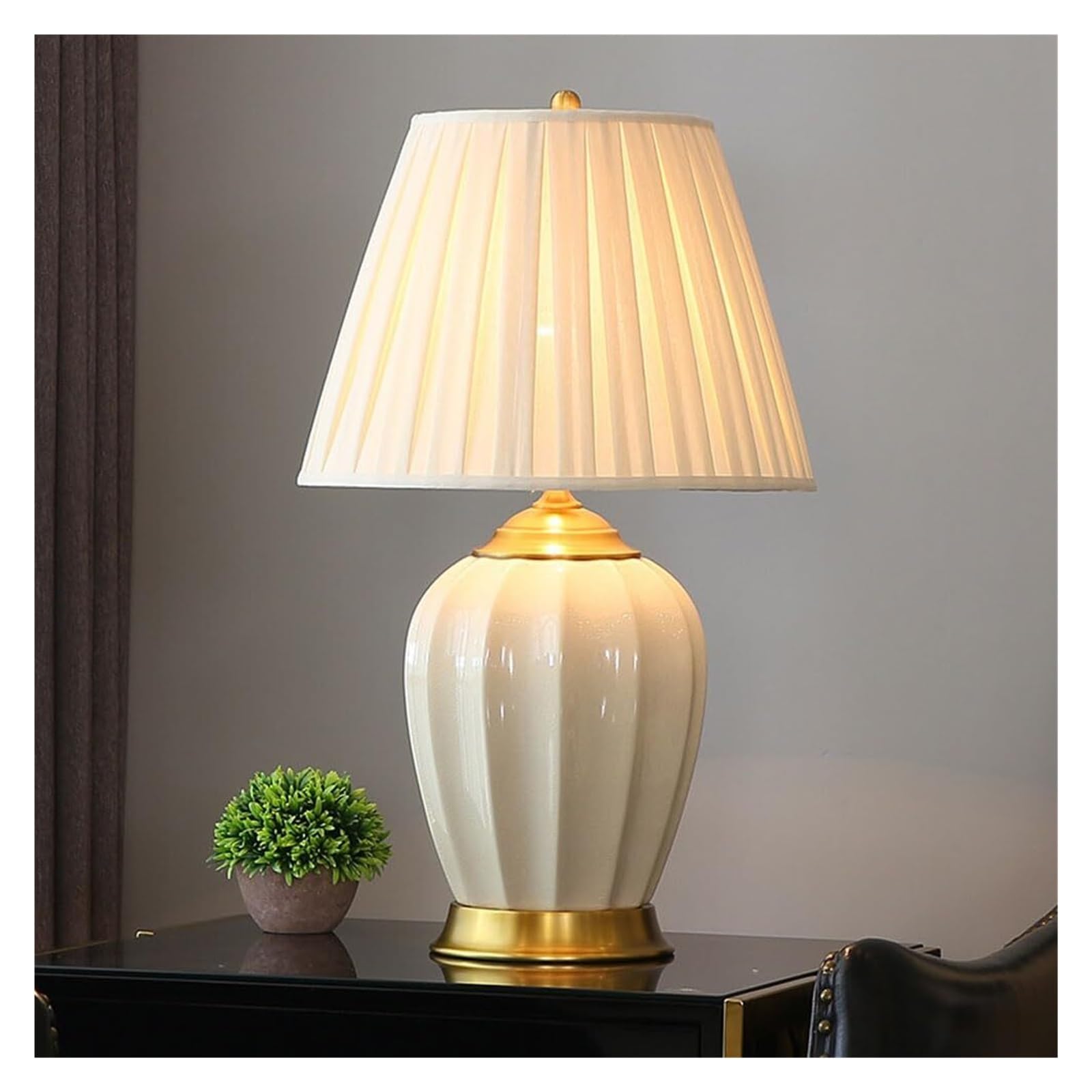 Lampa stołowa Nowoczesna chińska lampka nocna, ceramiczna lampa rolnicza ciepła lampka do czytania do salonu, sypialni, lampy biurowej