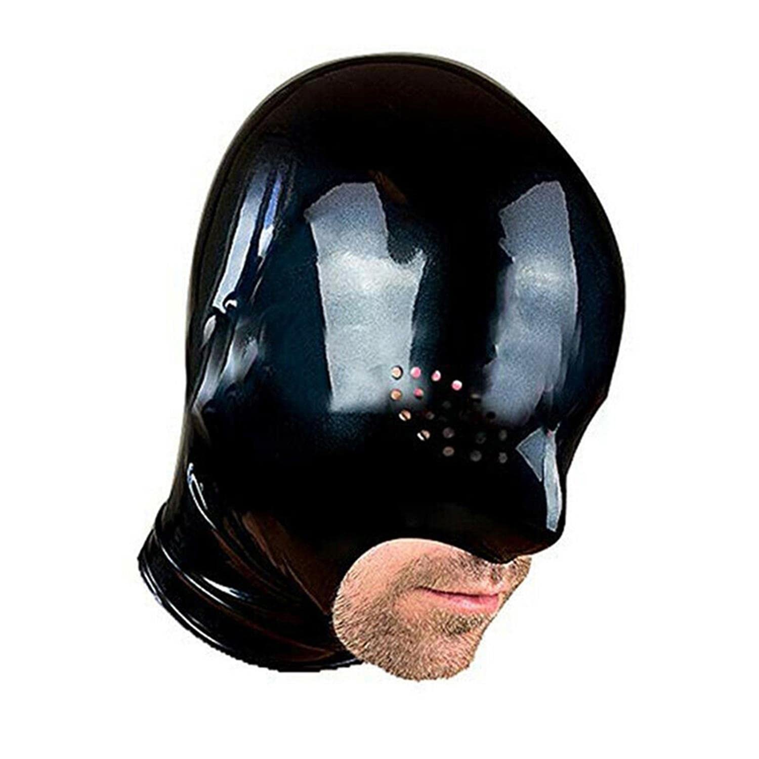 Sexy Latex Tête Couverture Noir Latex TêteMasque Cagoule en Latex pour Le Jeu de rôle Party Club Wear, Fermeture éclair Ouverte