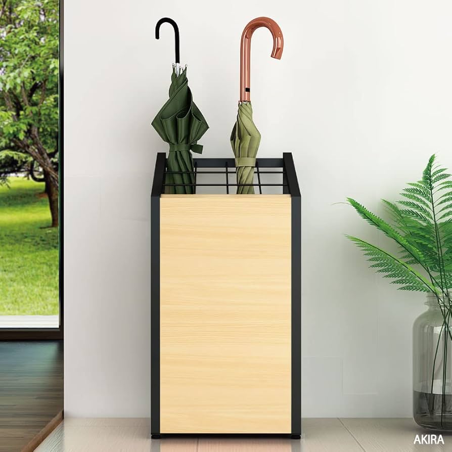 傘立て 業務用 おしゃれ 12本 ダークブラウン木目 ブラックフレーム Amazon｜家具のAKIRA 傘立て 業務用 おしゃれ 12本 ダーク