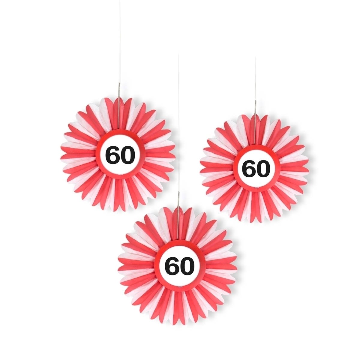 Folat 62560 60th Birthday Traffic Sign Honeycomb Fan, Multi Color