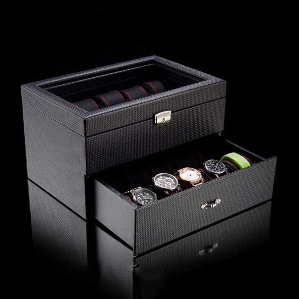 Boîte à bijoux pour homme et femme, boîte à bijoux avec dessus en verre,