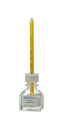 Thermco ACCF0101S ACCU-SAFE Enclosed Chamber Bottle Spirit Filled Thermometer for Freezers, 125mm Height,30 to 0C Range, 0.5C Division