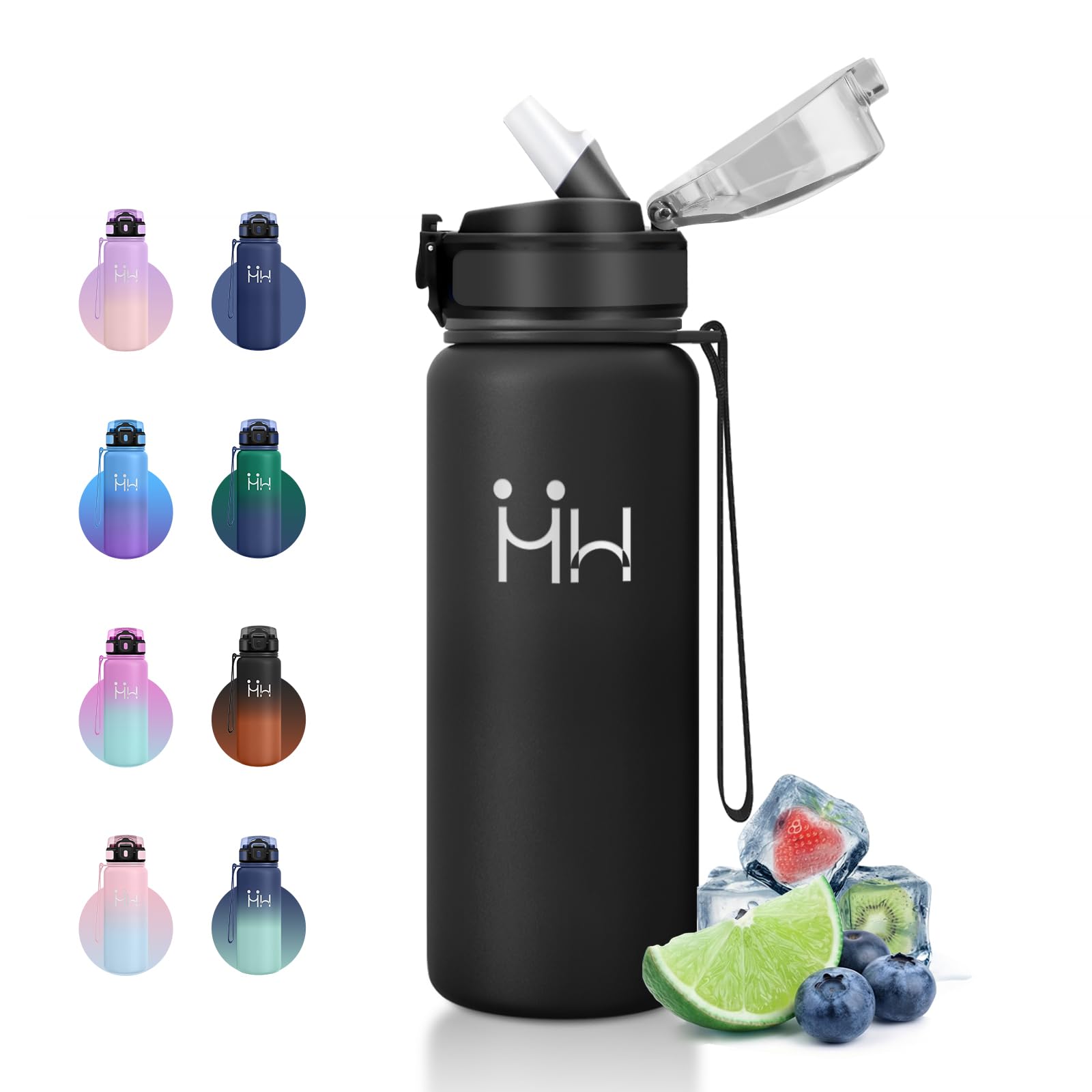 JAPORIA 750ml Insulated Water Bottle with Leakproof Straw BPA Free Camping Office School