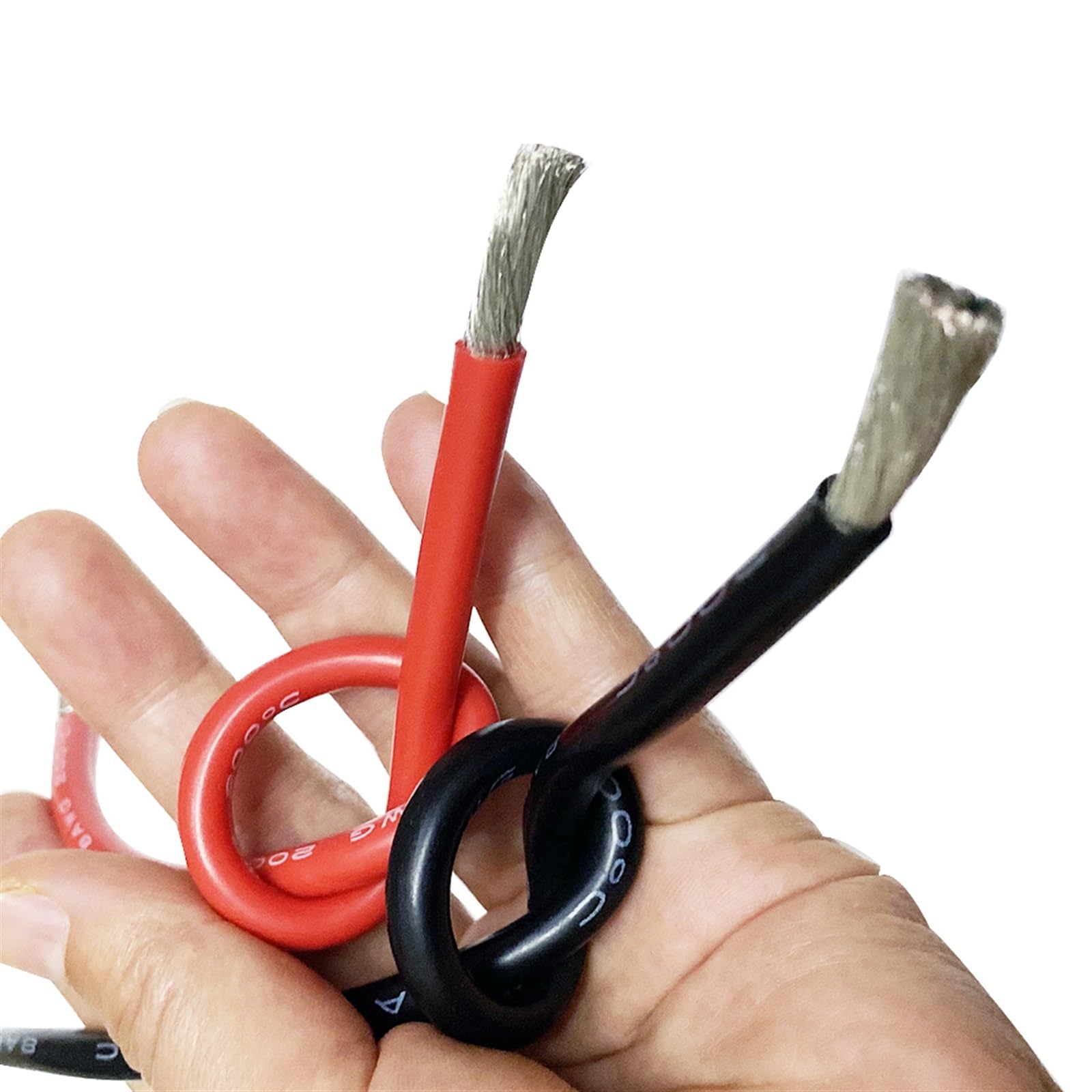 Outdoor Extension 12AWG 30AWG Flexible Stranded Copper Silicone Wire 1 Meter Black and 1 Meter Red Electrical Cables Solar sheathed(Color:20awg)