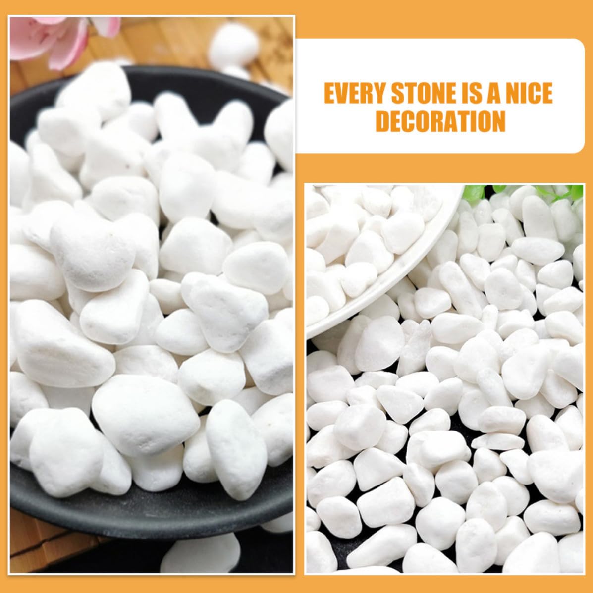 Decorative Stone Pebbles 1 Lb White Polished Topdressing for Mini Planters