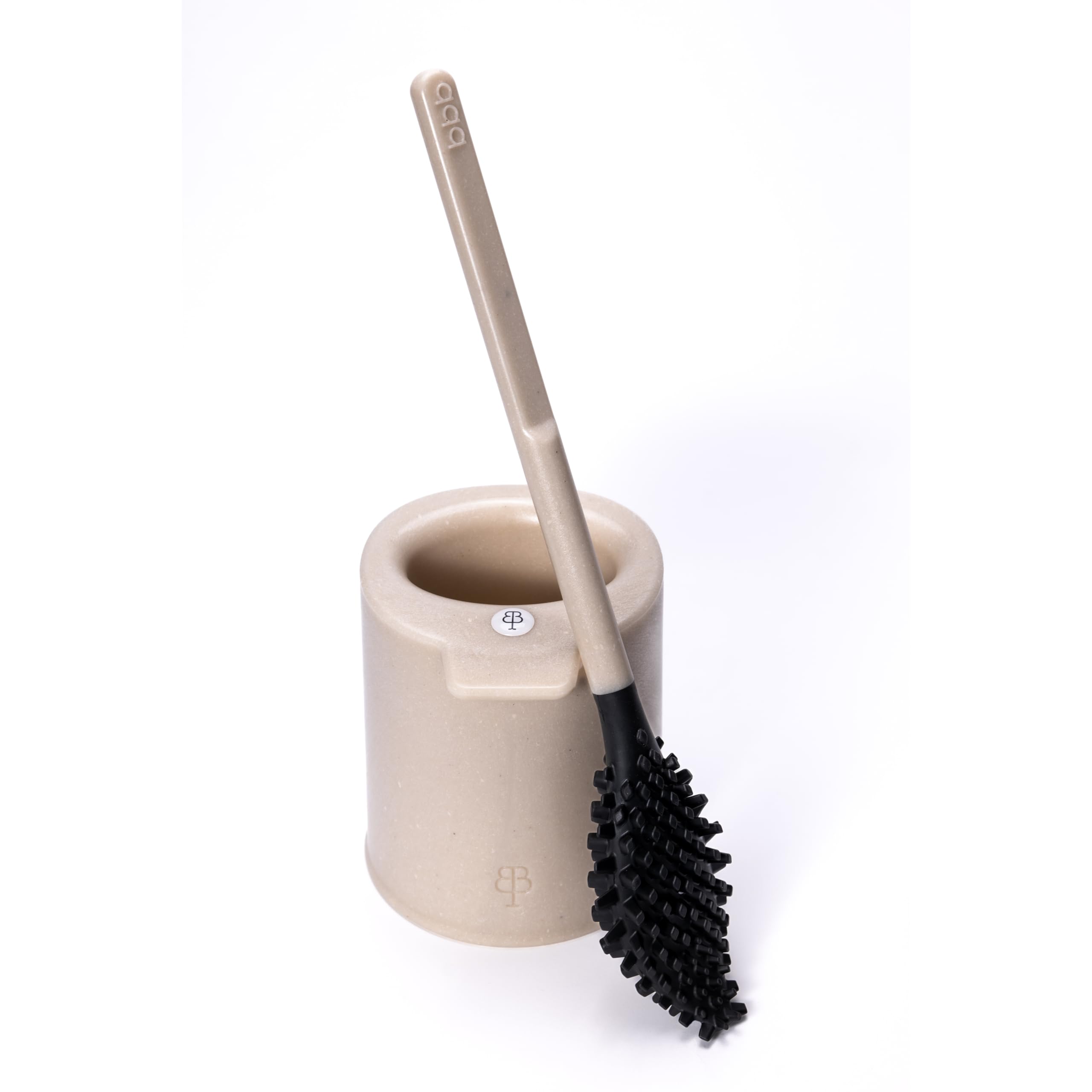 Biom Paris – Brosse WC Innovante Hygiénique sans Poils avec Support – Brosse Toilette Anti-Goutte, Antibactérienne - Balai WC Design, Reste Propre – 100% Fabriqué en France