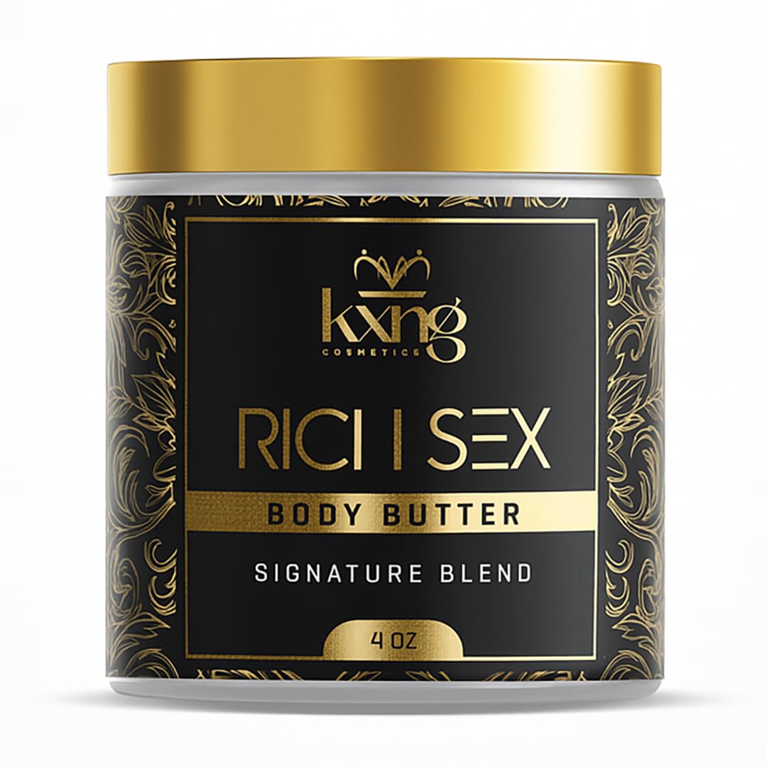 KXNG Cosmetics, Body Butter, Organic Skin Care for Men and Women, Body Moisturizer Lotions and Creams, Raw Shea Butter, Cocoa Butter, Mango, Coconut Oil, Hand, Foot, All Skin Types (Rich S*x)