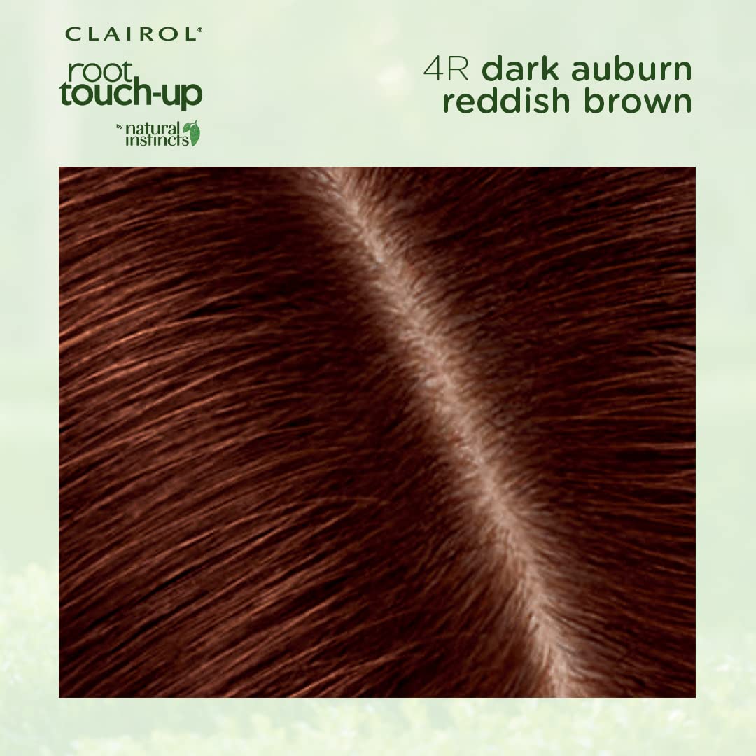 Clairol Root Touch-Up by Natural Instincts Permanent Hair Dye, 4R Dark Auburn Hair Color | Naturally Blended Roots with 100% Gray Coverage | Vegan & Ammonia Free Formula | Pack of 1