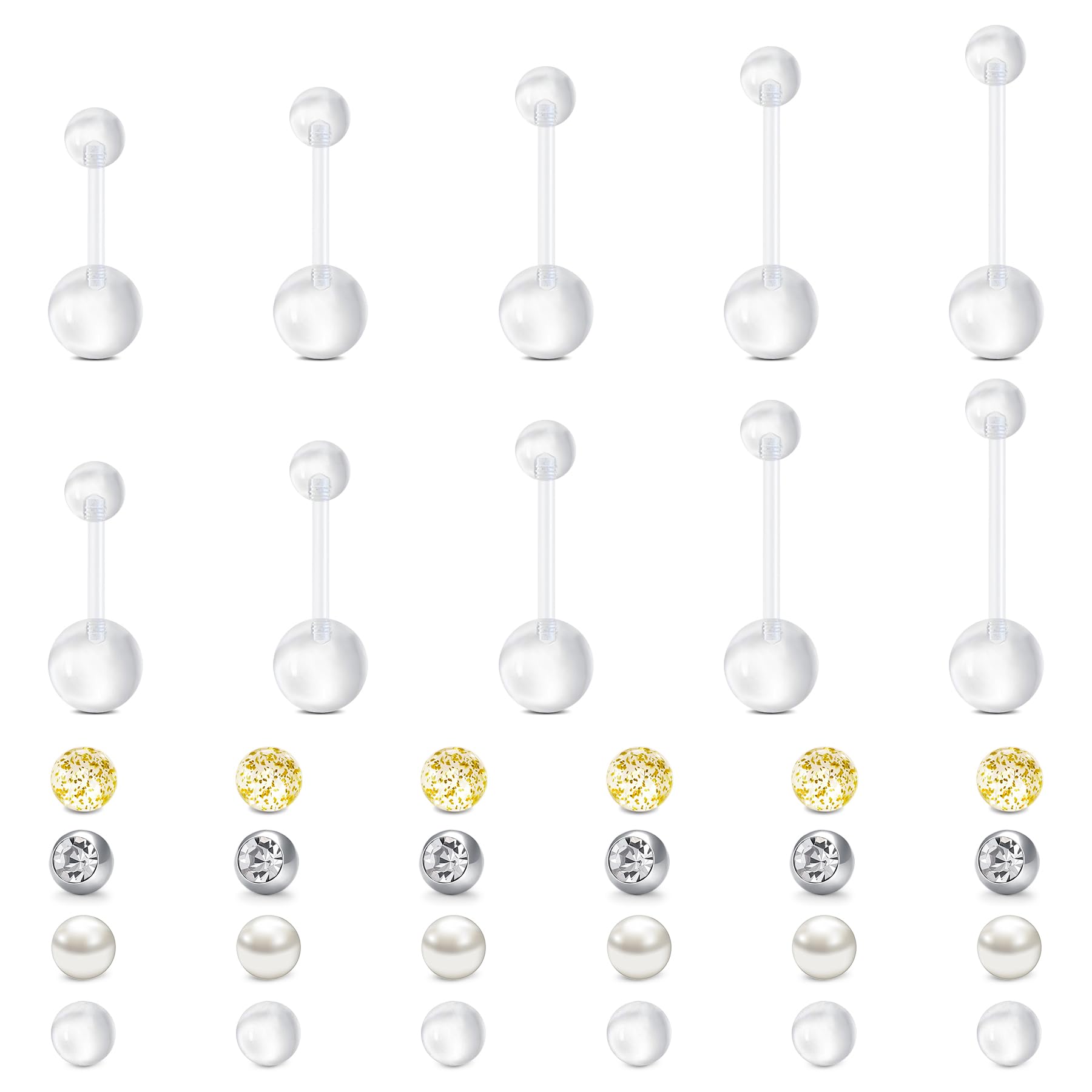 Longita Clear Belly Button Rings Plastic Belly Button Rings Plastic Belly Rings for Sports Surgery