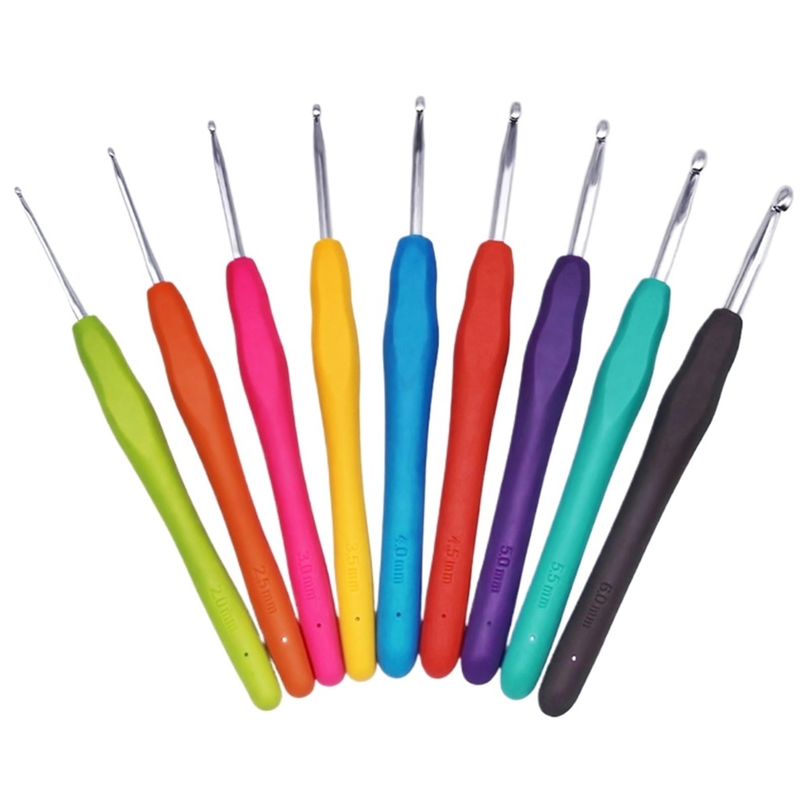L6NqIAG Crochet Kit Crochet Hook 2-10.0mm Hand Knitted Aluminum Needles with Colorful Soft Rubber Grip Cushioned Tool Accessories(2.5mm)