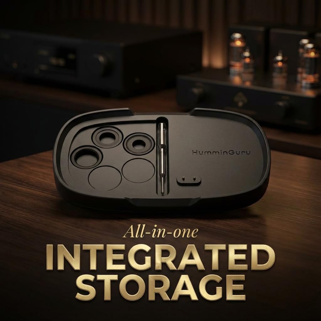 HumminGuru S-DUO Pro Ultrasonic Stylus Cleaner For Record Needles + Stylus Pressure Gauge, 110kHz Ultrasonic Record Needle Cleaner, Turntable Digital Stylus Force Scale for MM MC Cartridge (Black)