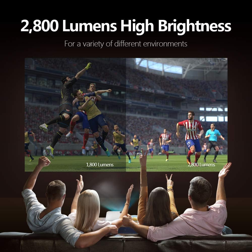 Image showing wireless sync display with a tablet and wired mirroring for an iPhone connected to the projector.