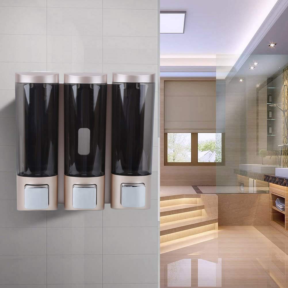 3 x 200 ml Handseifenspender zur Wandmontage, Dreikammer-Shampoobox, Duschgelbehälter