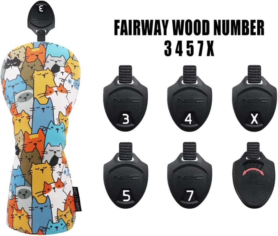 Golf Club Covers for Driver and Woods Soft Faux Leather Golf Headcovers Set 1 3 H for Pet Lovers Golfers Gifts Set Includes Driver Hybrid Headcover 3 Wood Cover