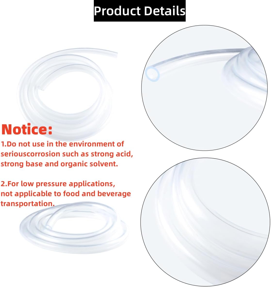 PVC Tubing 1" ID x 1-1/4" OD - 10 ft Clear Vinyl Tubing with 4 Stainless Clamps, Low Pressure Flexible PVC Tube, Lightweight Plastic Vinyl Hose for Transfer Water Air Oil.
