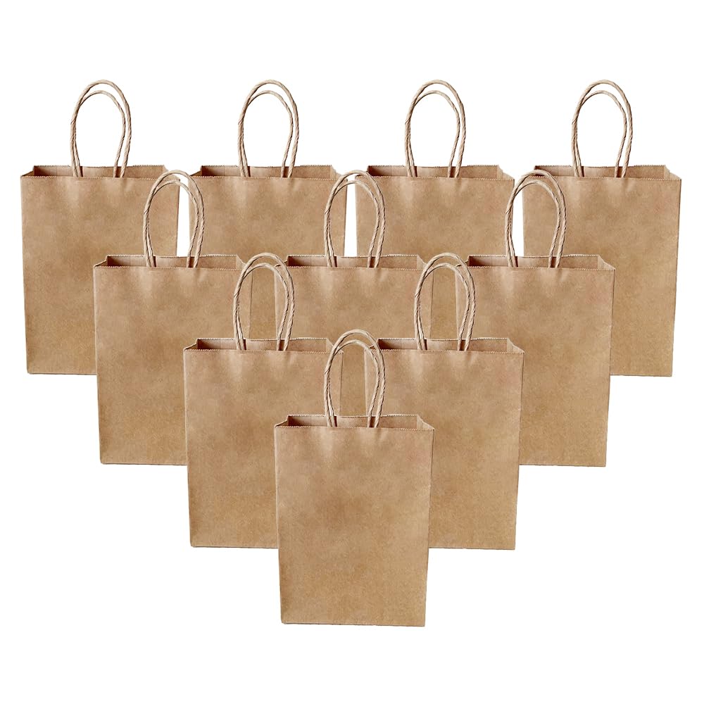 JOYISEN Marrone Sacchetti Carta 10 Pezzi Borse di Carta con Manici 130GSM  Kraft Piccoli Sacchetti di Carta per Compleanni Matrimoni Shopping Natale :  Amazon.it: Casa e cucina